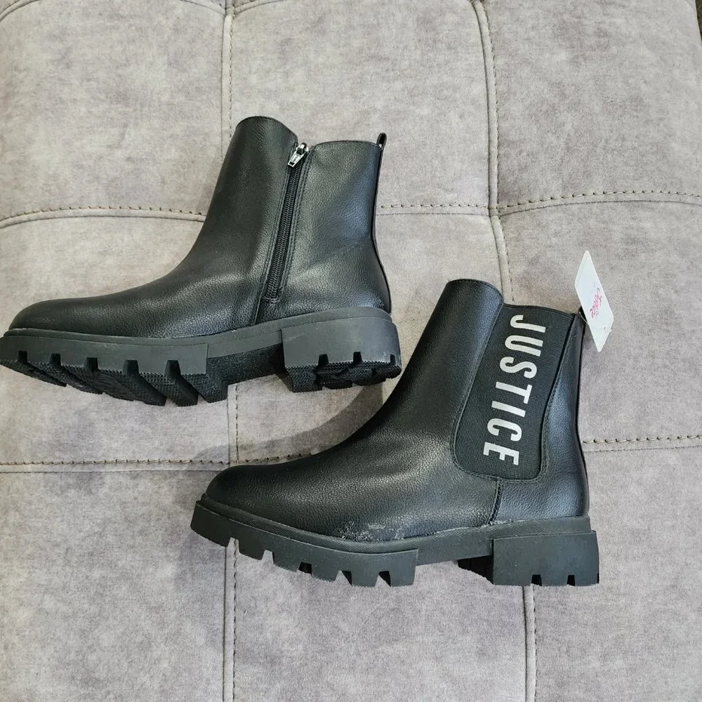 NWT Justice Big Girl Lug Bottom Chelsea Boot Size 6